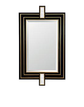 Tianlong mirror in clear crystal, black lacquered and inox golden satin steel - Lalique